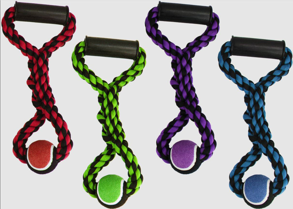 Multipet Nuts for Knots Rope Tug Dog Toy With Tennis Ball Assorted 1ea/14 in, SM for your Pet Dog with Pet Store X.