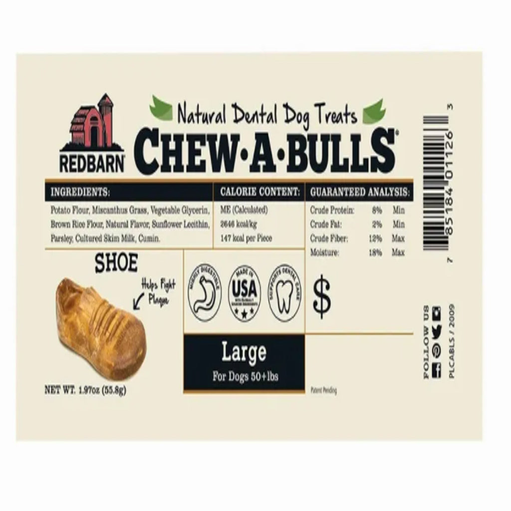 Redbarn Pet Products Chew-A-Bulls Dental Dog Treat Shoe 25ea/1 pk, LG