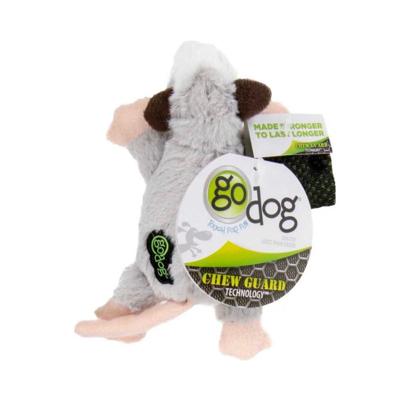 Godog Flatz Opossum Squeaky Plush Flattie Dog Toy Grey XSmall for your Pet Dog with Pet Store X.