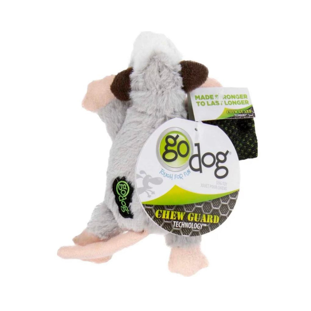 Godog Flatz Opossum Squeaky Plush Flattie Dog Toy Grey XSmall