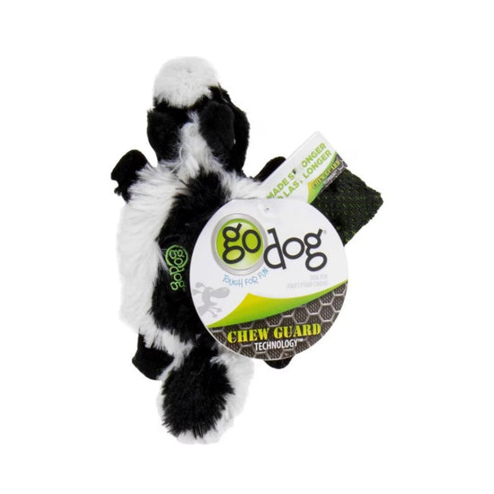 Godog Flatz Skunk Squeaky Plush Flattie Dog Toy Black XSmall for your Pet Dog with Pet Store X.