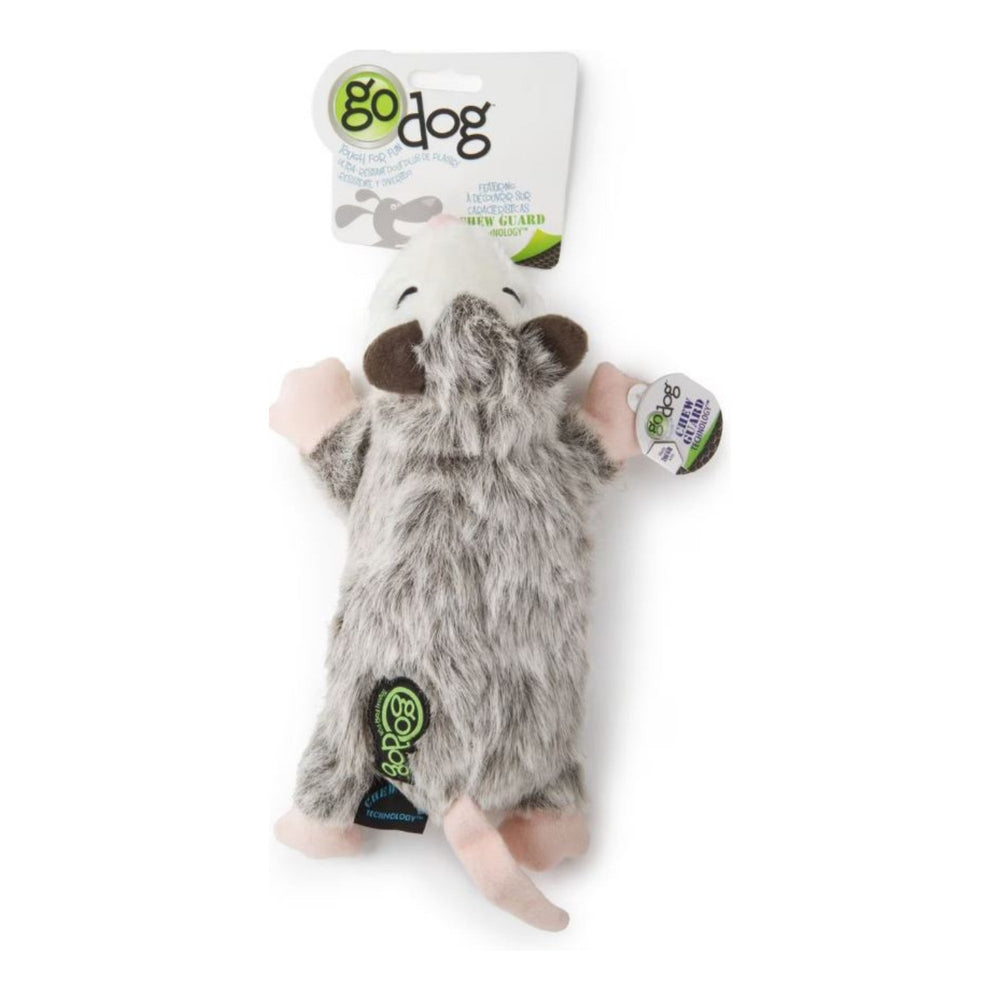 Godog Flatz Opossum Squeaky Plush Flattie Dog Toy Grey Large for your Pet Dog with Pet Store X.