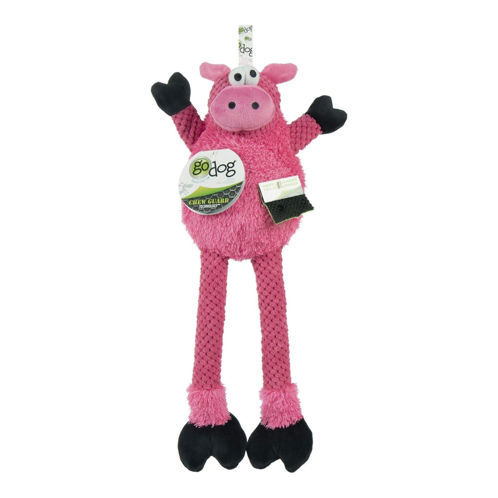 Godog Checkers Skinny Pig Dog Toy Pink Large for your Pet Dog with Pet Store X.