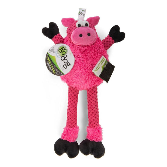 Godog Checkers Skinny Pig Dog Toy Pink Mini for your Pet Dog with Pet Store X.