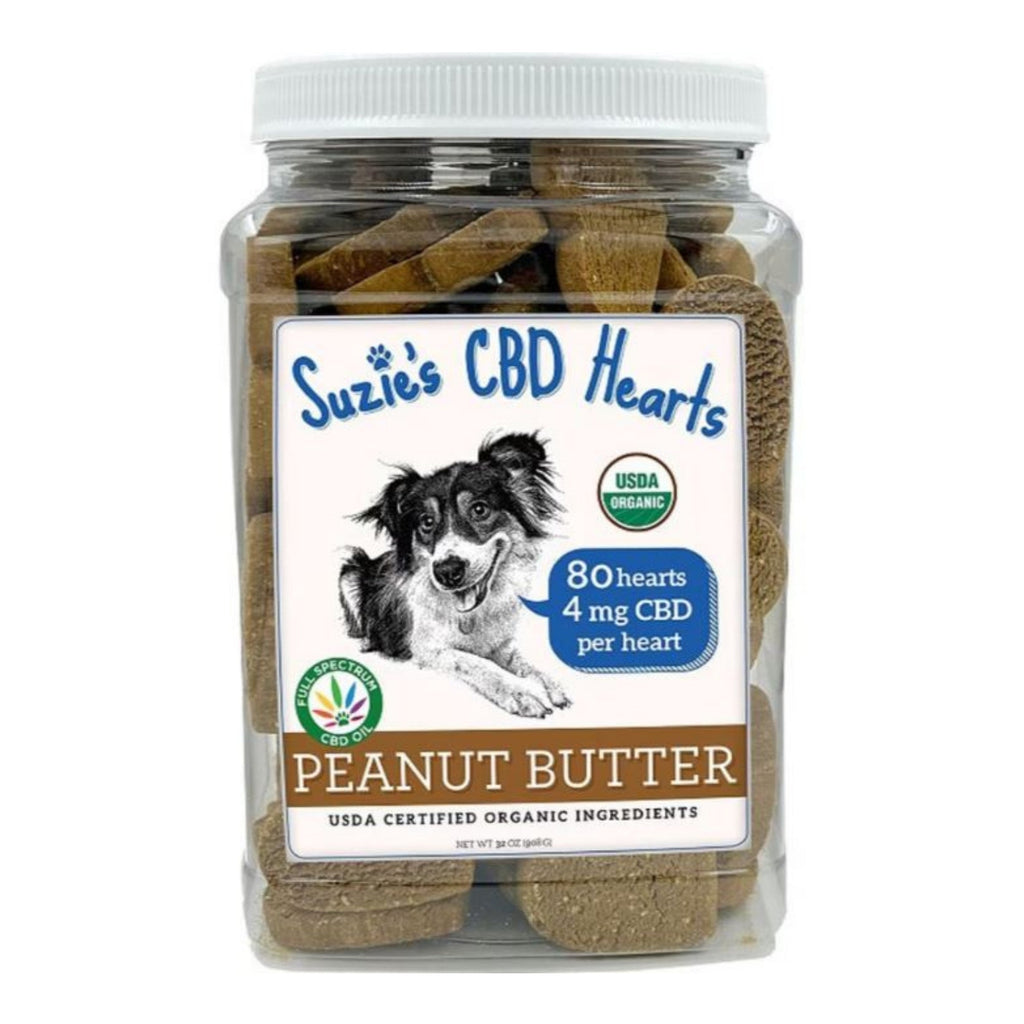 Suzie's CBD Hearts For Dogs Bulk Jar Peanut Butter 80 Ct-32oz.