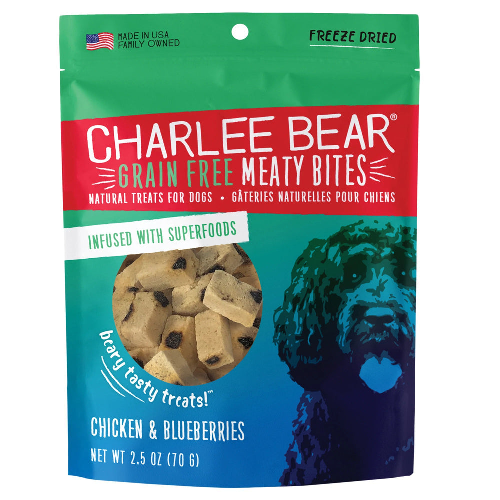 Charlee Bear Dog Meaty Bites Chicken And Blueberry 25oz for your Pet Dog with Pet Store X!