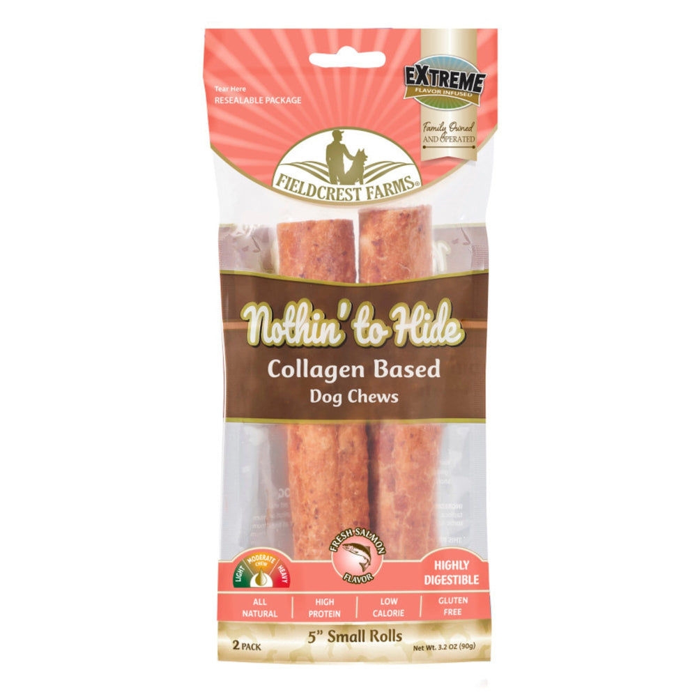 Fieldcrest Farms Nothin' to Hide Collagen Roll Dog Chew Salmon, 1ea/5 in, 2 pk for your Pet Dog with Pet Store X!