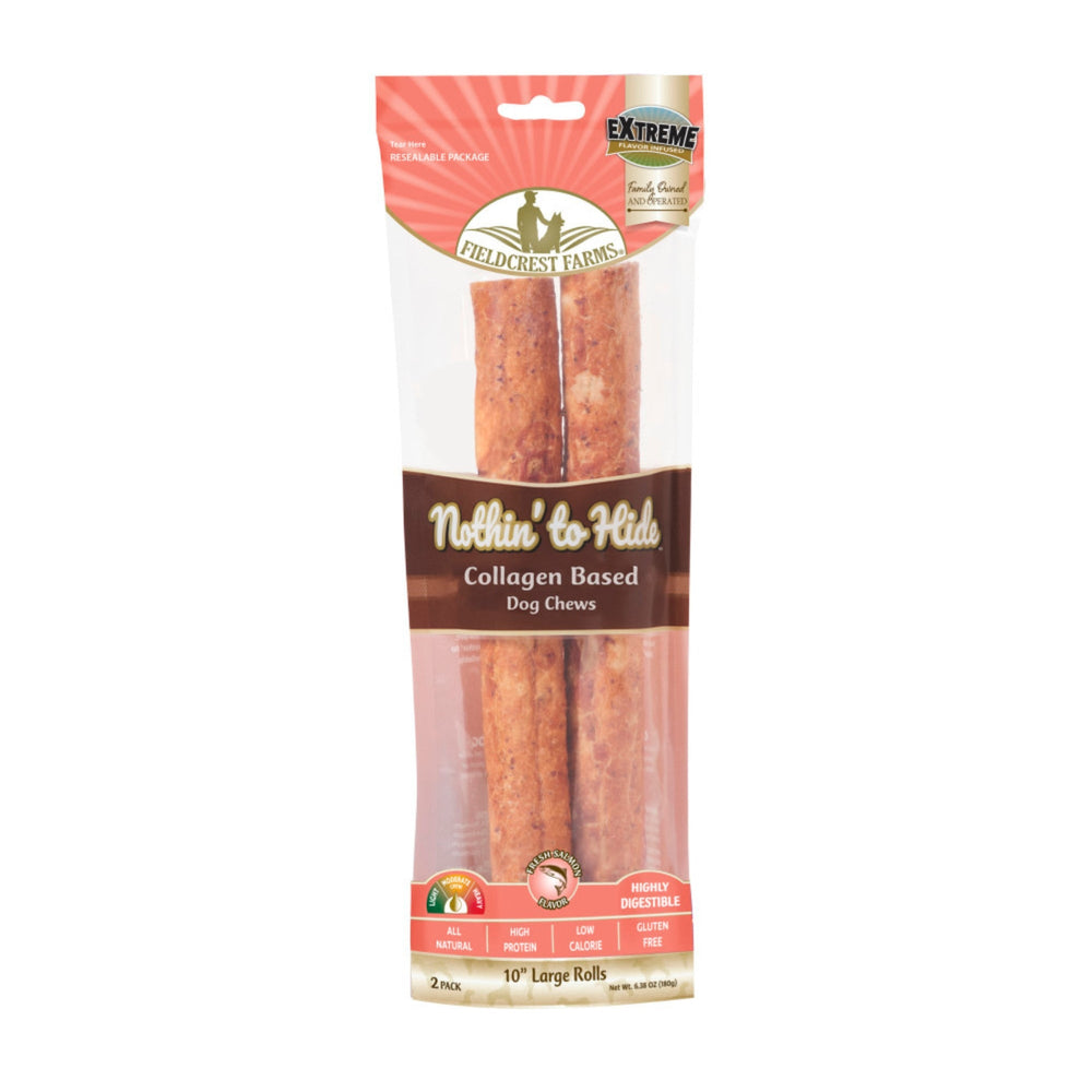 Fieldcrest Farms Nothin' to Hide Collagen Roll Dog Chew Salmon, 1ea/10 in, 2 pk for your Pet Dog with Pet Store X!