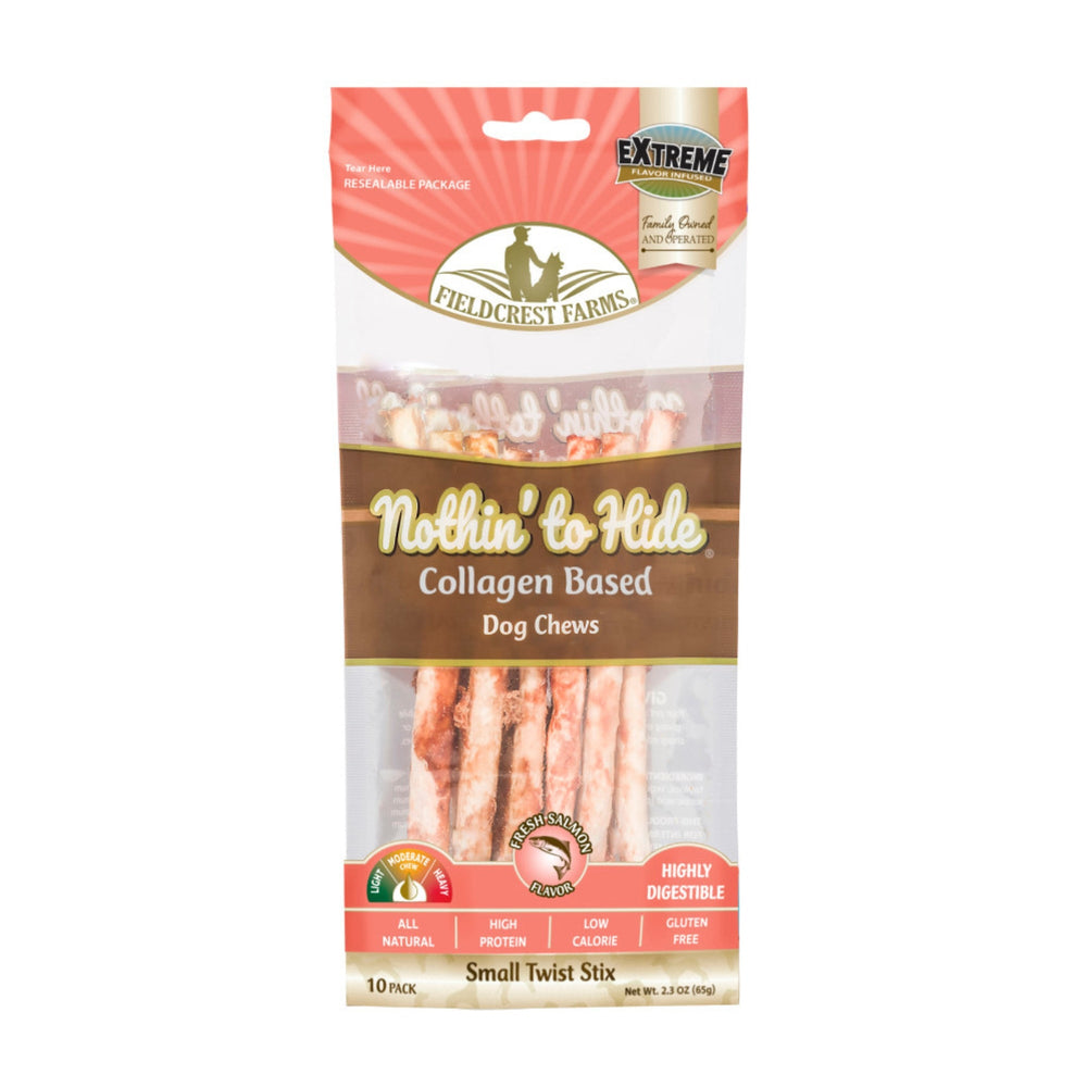 Fieldcrest Farms Nothin' to Hide Collagen Twist Stix Dog Chew Salmon, 1ea/Small, 10 pk for your Pet Dog with Pet Store X!