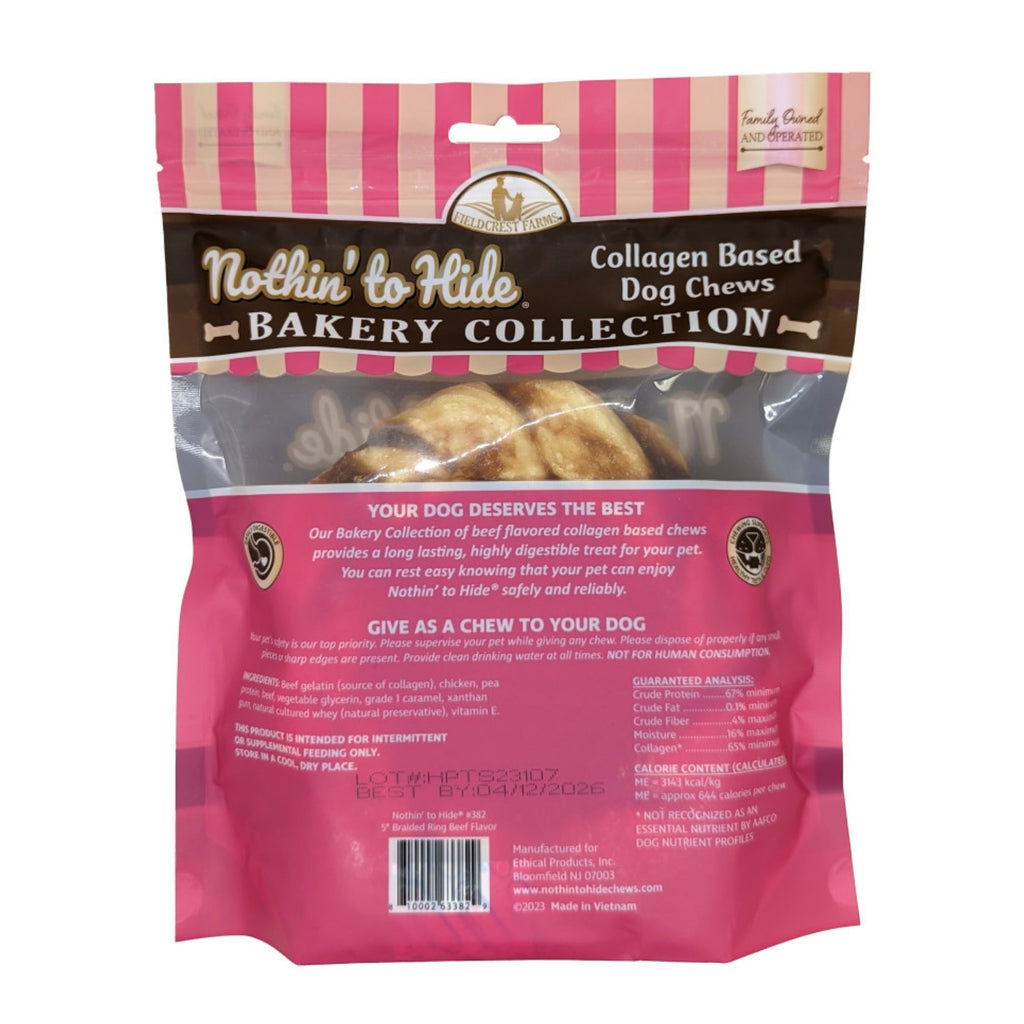 Fieldcrest Farms Nothin' To Hide Bakery Collection Dog Treat Braided Ring, Beef, 1ea/5 in