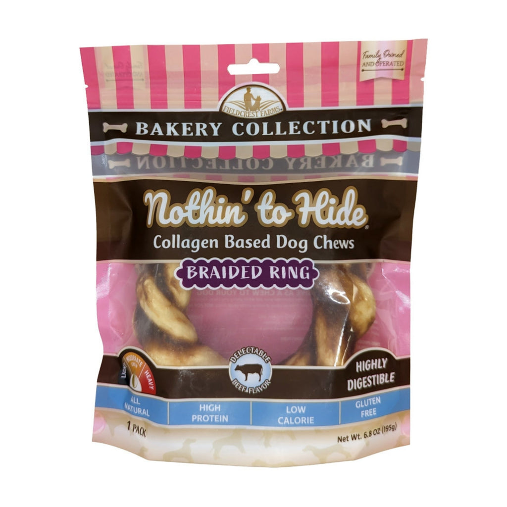 Fieldcrest Farms Nothin' To Hide Bakery Collection Dog Treat Braided Ring, Beef, 1ea/5 in