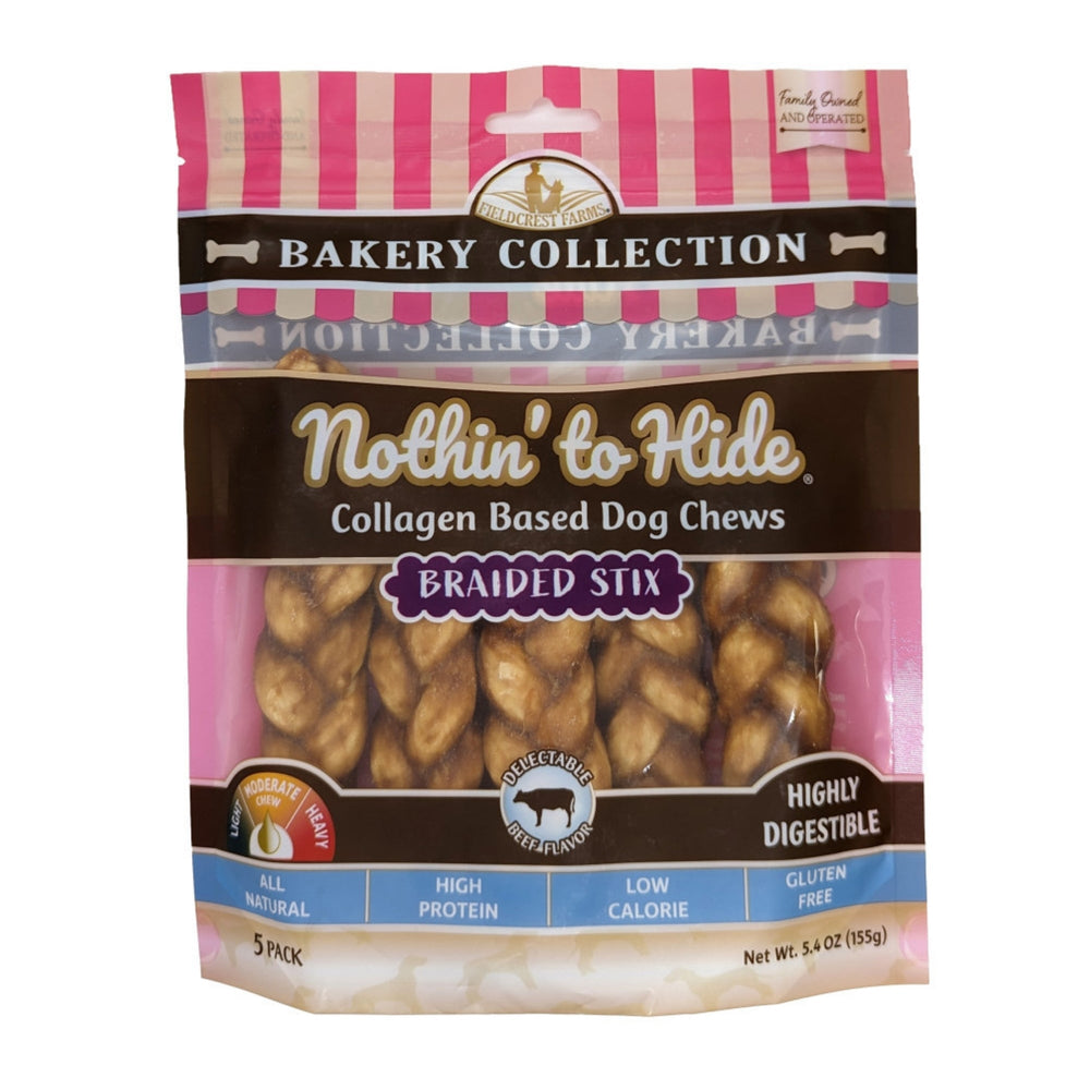 Fieldcrest Farms Nothin' To Hide Bakery Collection Dog Treat Braided Stix, Beef, 1ea/45 in, 5 pk for your Pet Dog with Pet Store X!