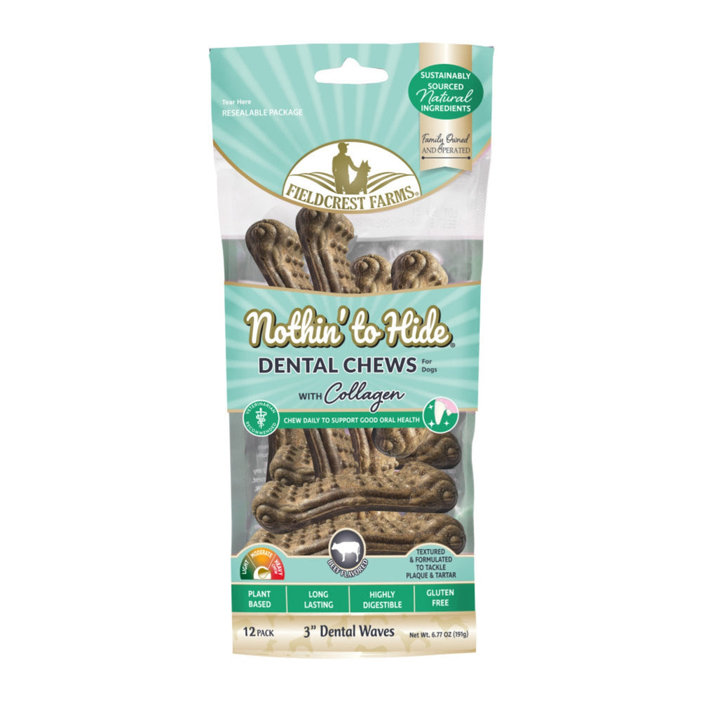 Fieldcrest Farms Nothin' to Hide Dental Wave Collagen Dog Chew Beef, 1ea/3 in, 12 pk for your Pet Dog with Pet Store X!