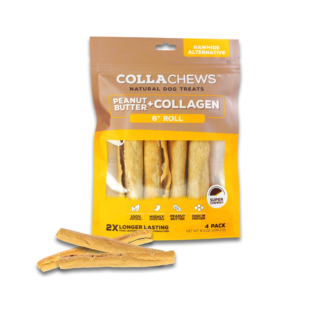 Collachews Collagen Roll Peanut Butter 6in 4Pk for your Pet Dog with Pet Store X!