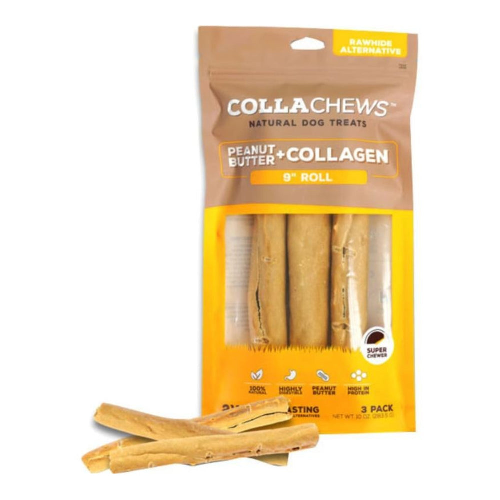 Collachews Collagen Roll Peanut Butter 9in 3Pk for your Pet Dog with Pet Store X!