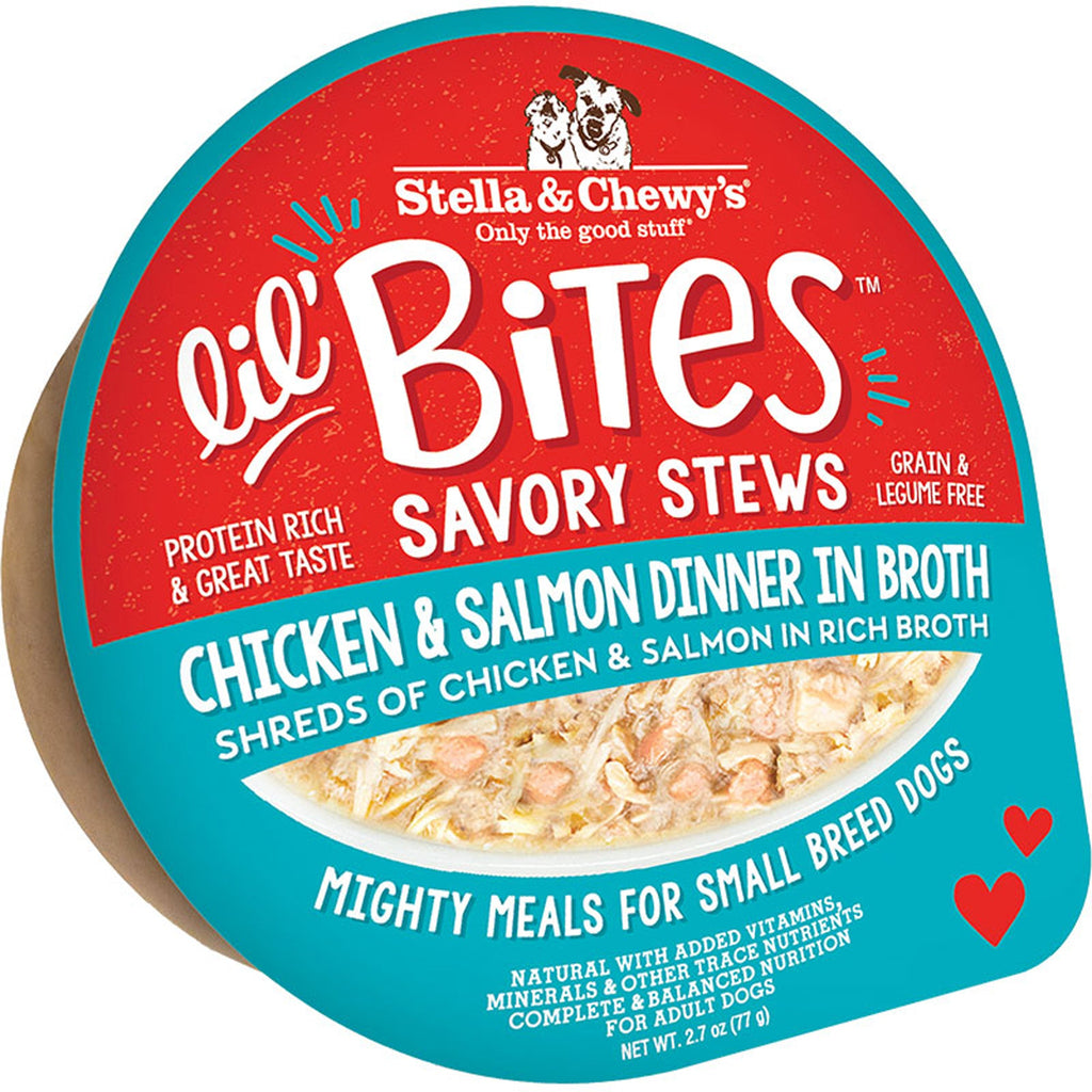 Stella and Chewys Dog Lil Bites Savory Stew Chicken and Salmon 27oz (Case of 12) for your Pet Dog with Pet Store X!