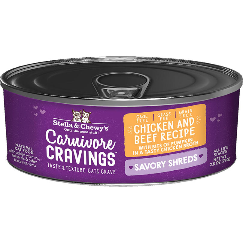 Stella and Chewys Cat Carnivore Cravings Shred Chicken and Beef 28oz (Case of 24) for your Pet Cat with Pet Store X!