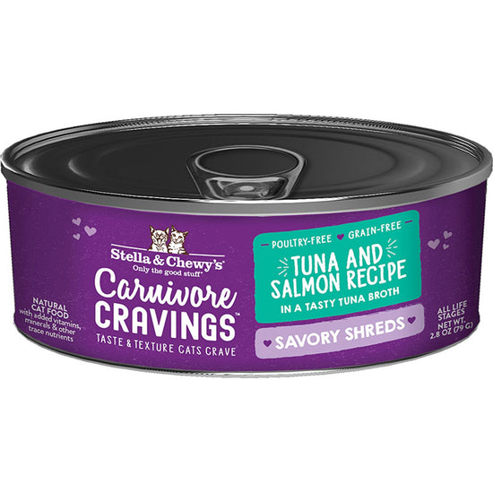 Stella and Chewys Cat Carnivore Cravings Shred Tuna and Salmon 28oz (Case of 24) for your Pet Cat with Pet Store X!