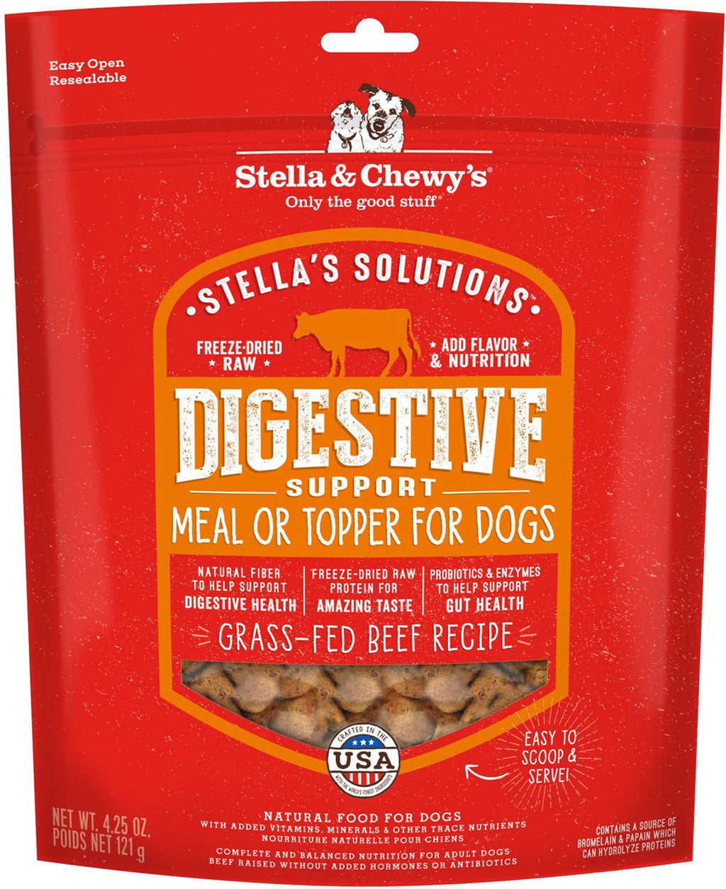 Stella And Chewys Dog Solutions Digestive Support Beef 4.25oz.