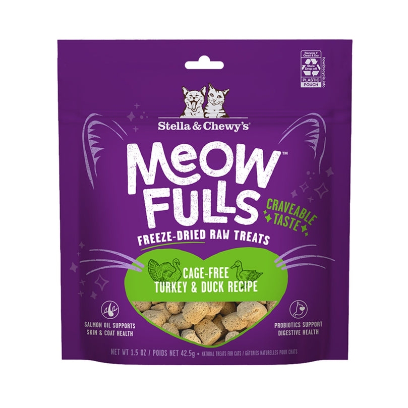 Stella & Chewys Cat Meowfulls Freeze Dried Treat Turkey & Duck 15oz for your Pet Cat with Pet Store X!