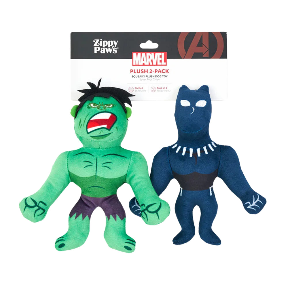 Zippypaws Marvel Plush Hulk & Black Panther 2 Pk