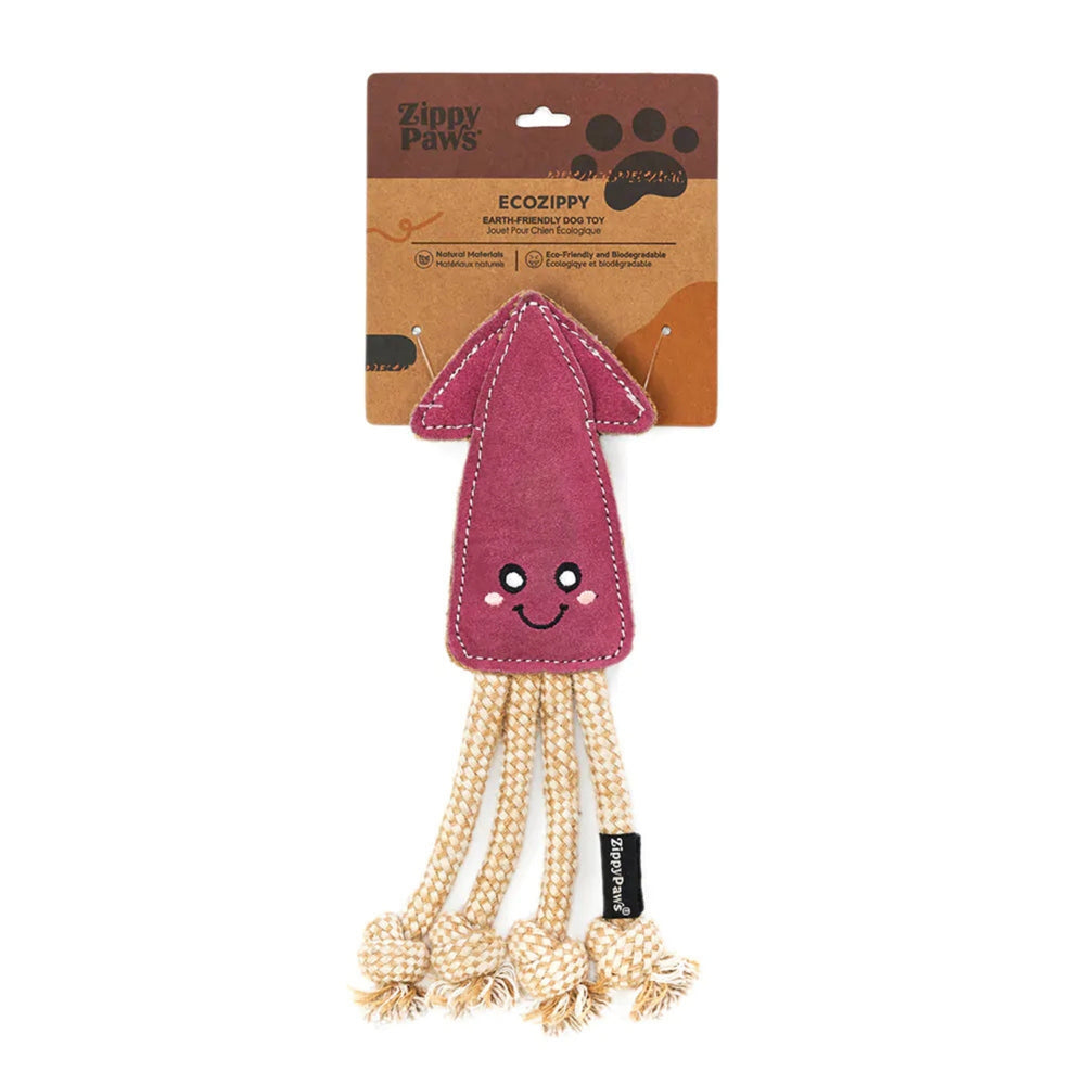 Zippypaws Ecozippy Suede & Rope Buddies Squid