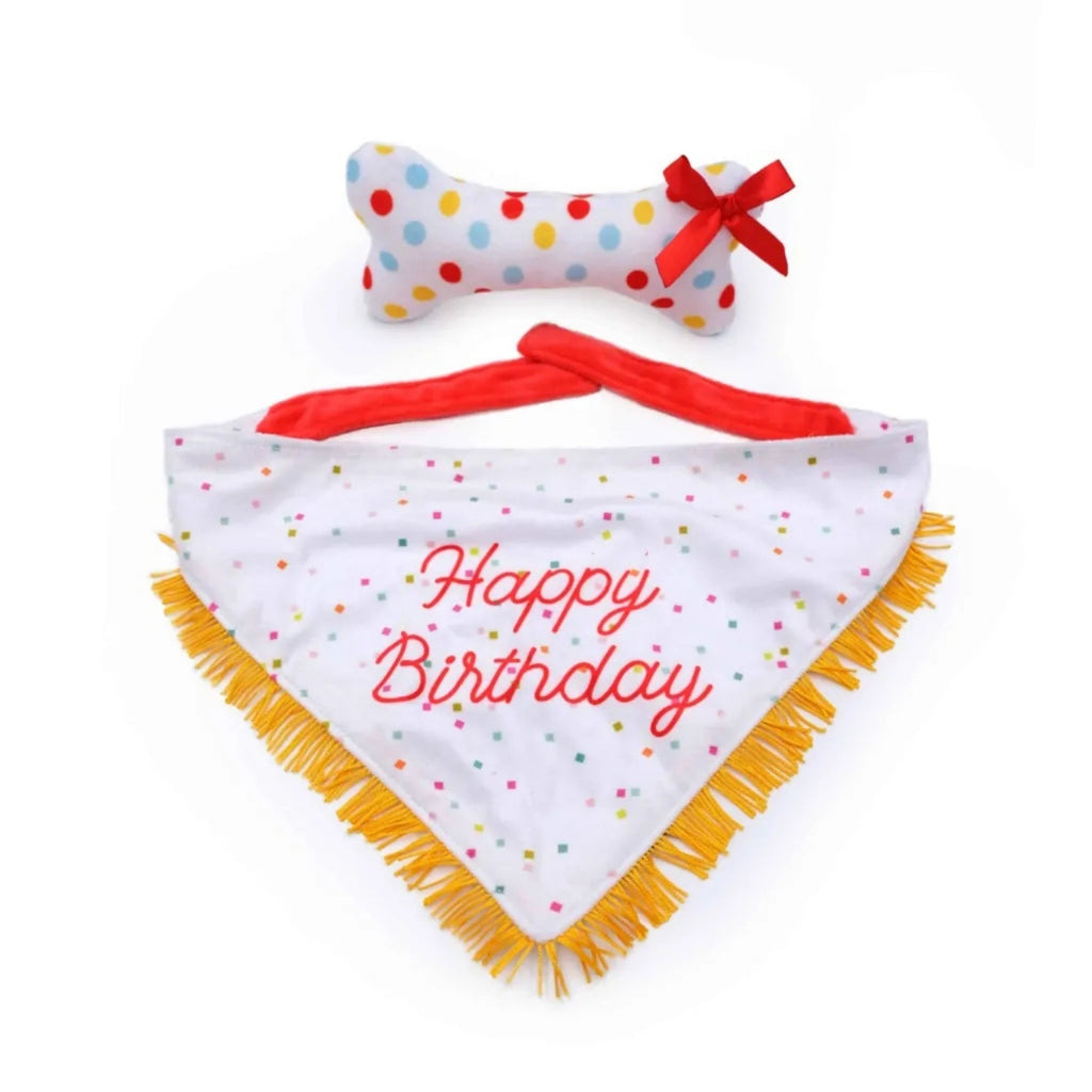 Zippypaws Birthday Bandana And Bone One Size