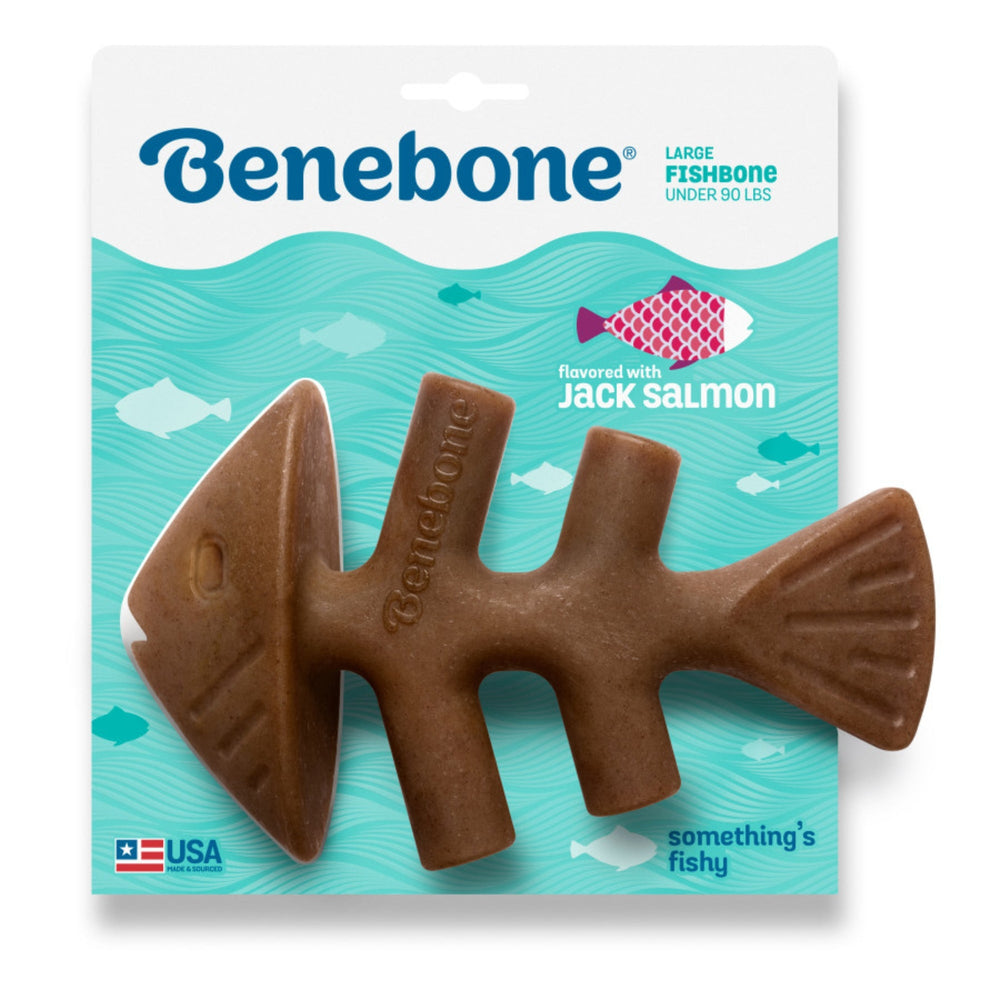 Benebone Fishbone Dog Chew Toy Salmon, 1ea/LG for your Pet Dog with Pet Store X.