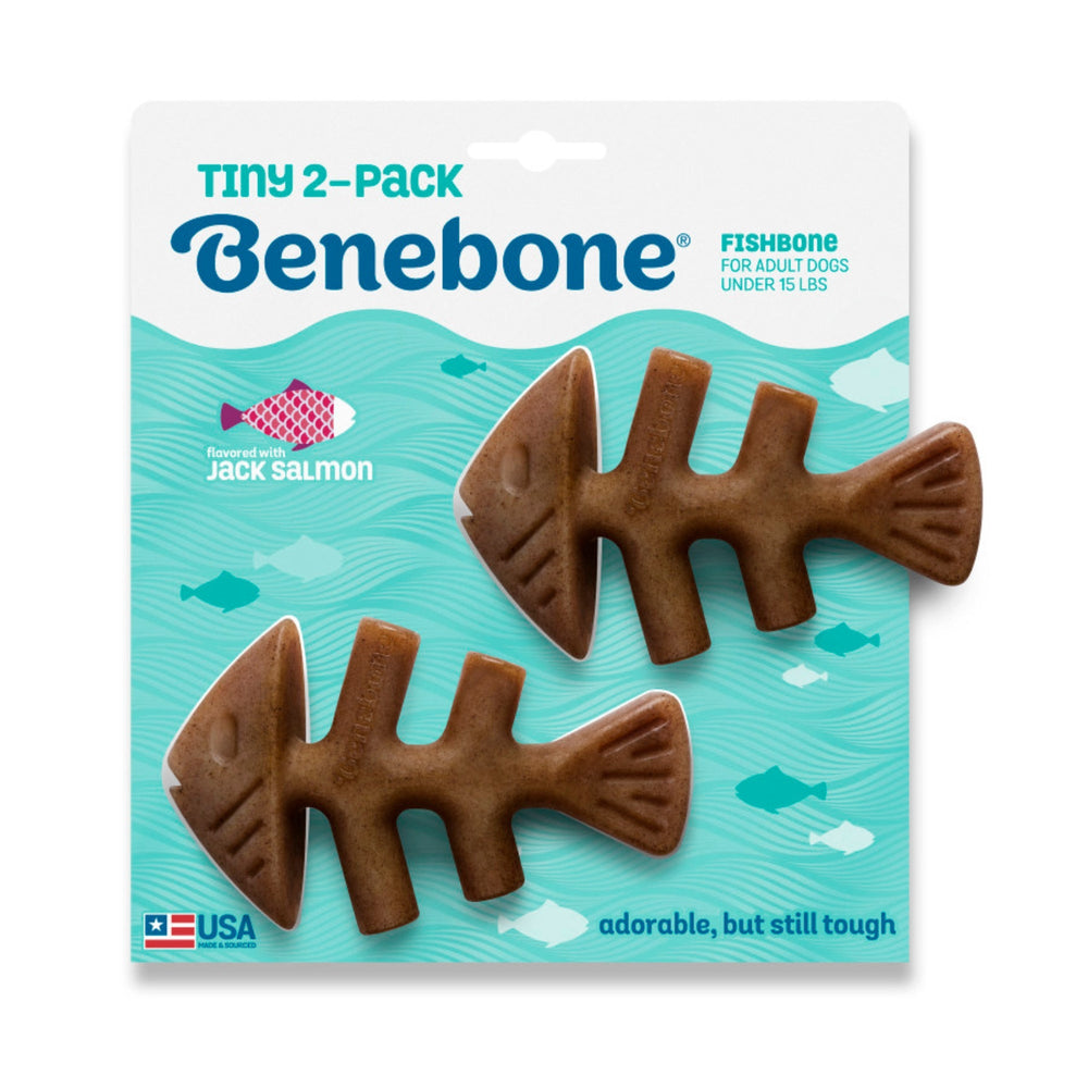 Benebone Fishbone Dog Chew Toy Salmon, 1ea/XS|2 pk