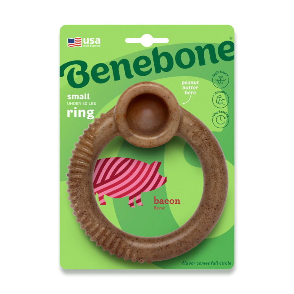 Benebone Ring Durable Dog Chew Toy Bacon, 1ea/SM for your Pet Dog with Pet Store X.