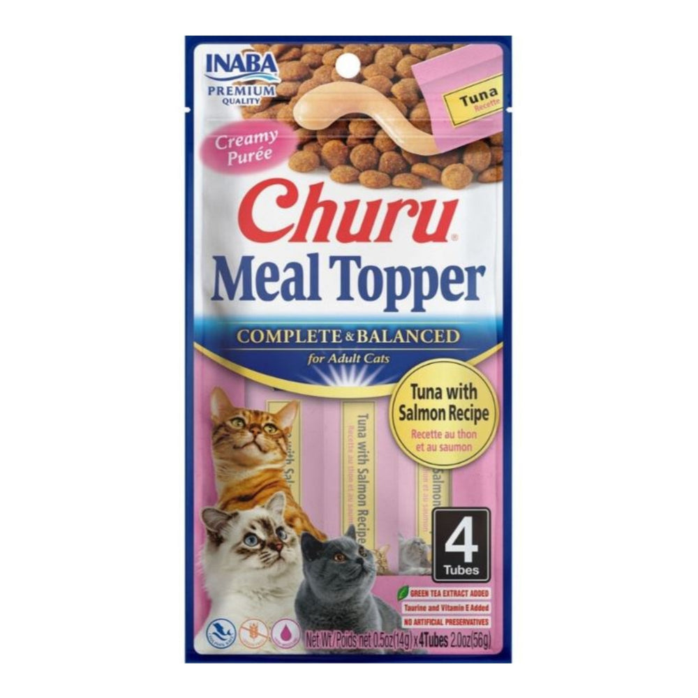 Inaba Churu Complete & Balanced Topper For Cats Tuna/Salmon 2oz.-4 Pk (Case of 6)