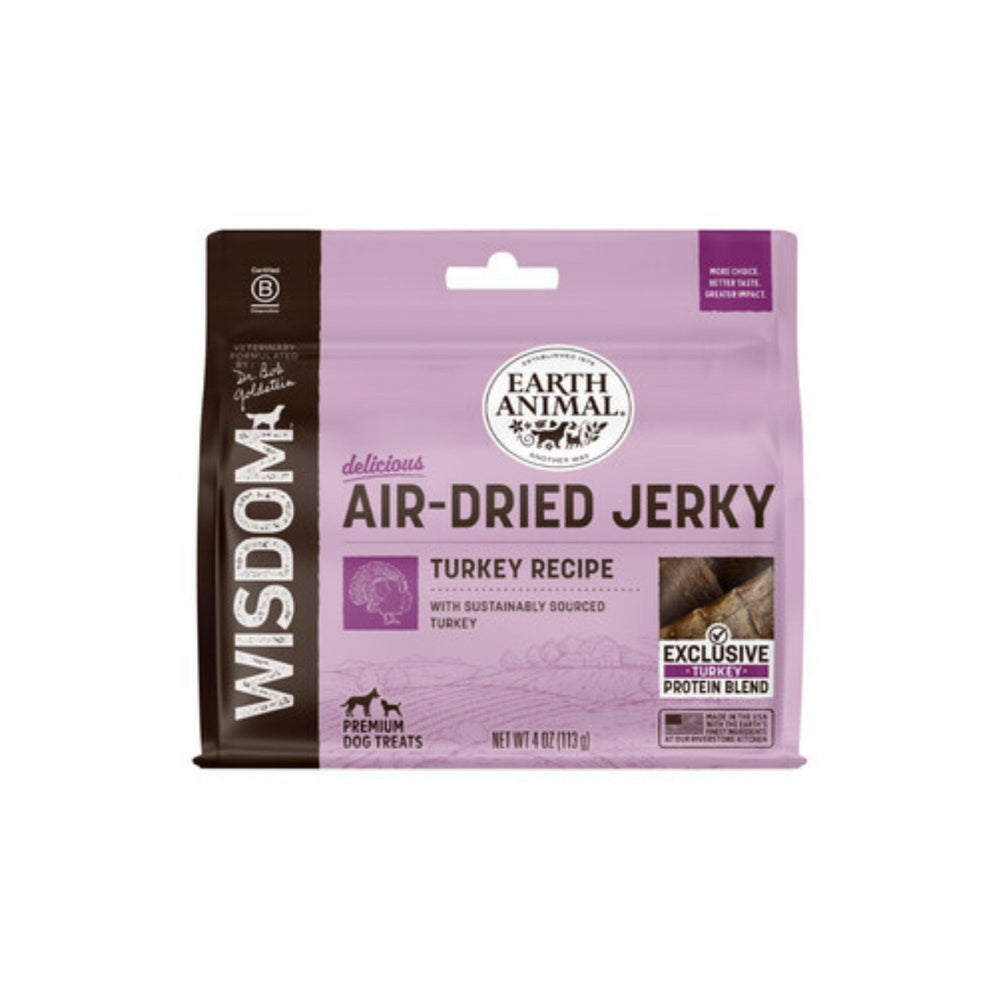 Earth Animal Dog Wisdom Air-Dried Jerky Turkey 4oz for your Pet Dog with Pet Store X!