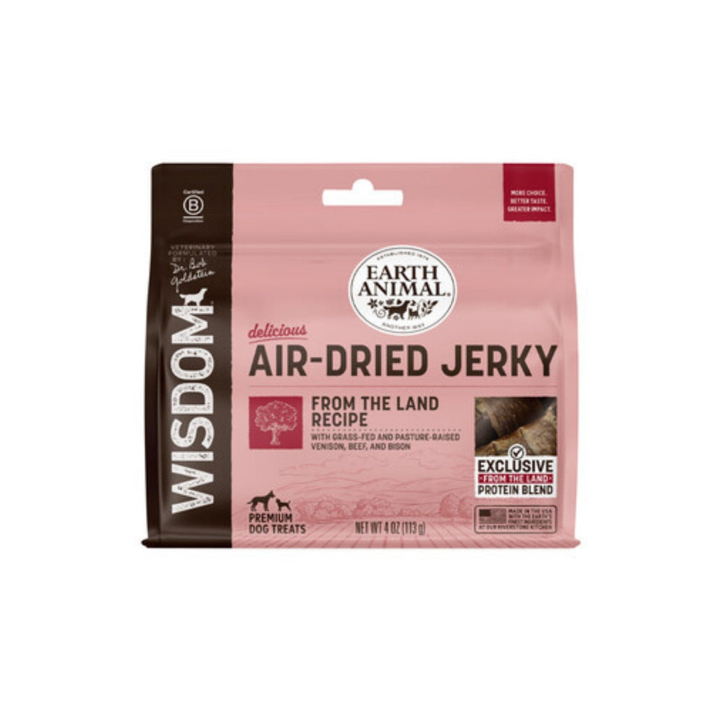 Earth Animal Dog Wisdom Air-Dried Jerky From The Land 4oz for your Pet Dog with Pet Store X!