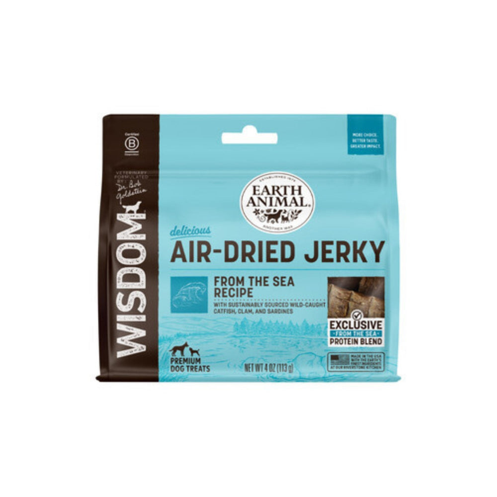 Earth Animal Dog Wisdom Air-Dried Jerky From The Sea 4 oz for your Pet Dog with Pet Store X!