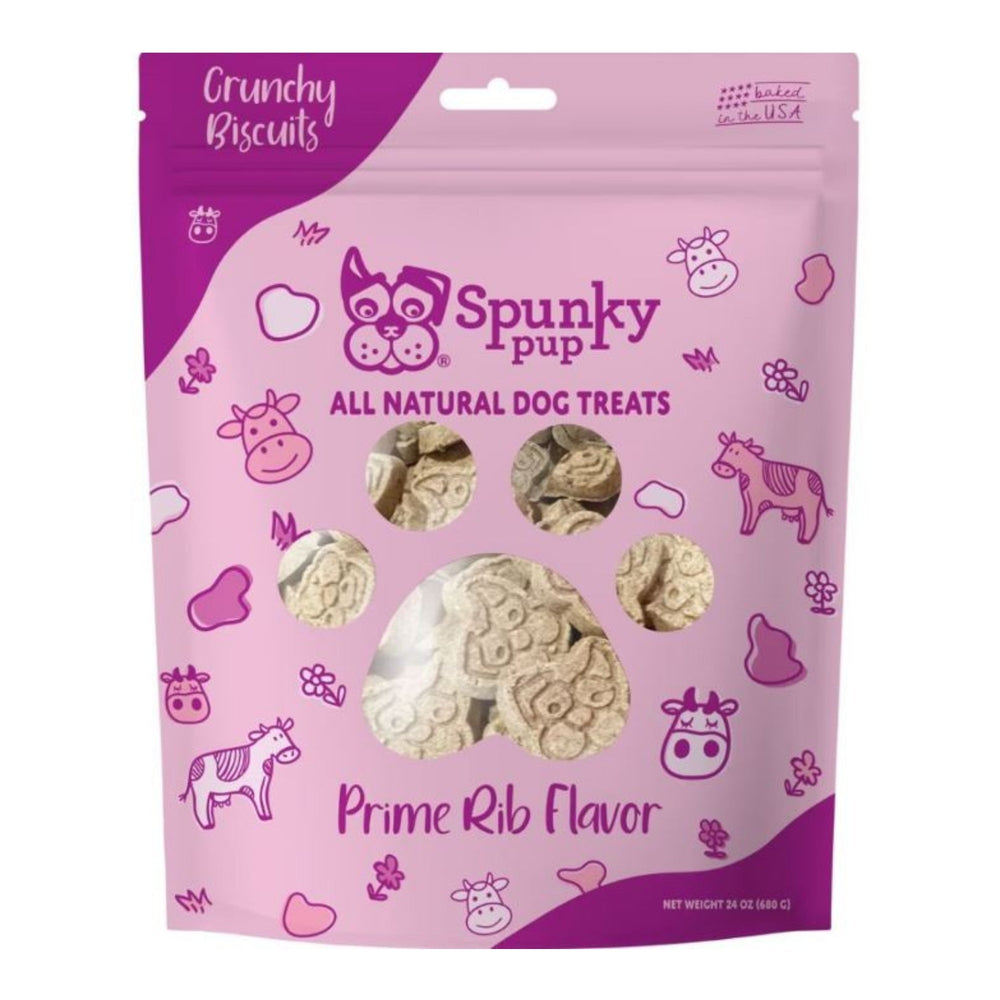 Spunkypup Crunchy Biscuit Dog Treats Prime Rib 24oz.