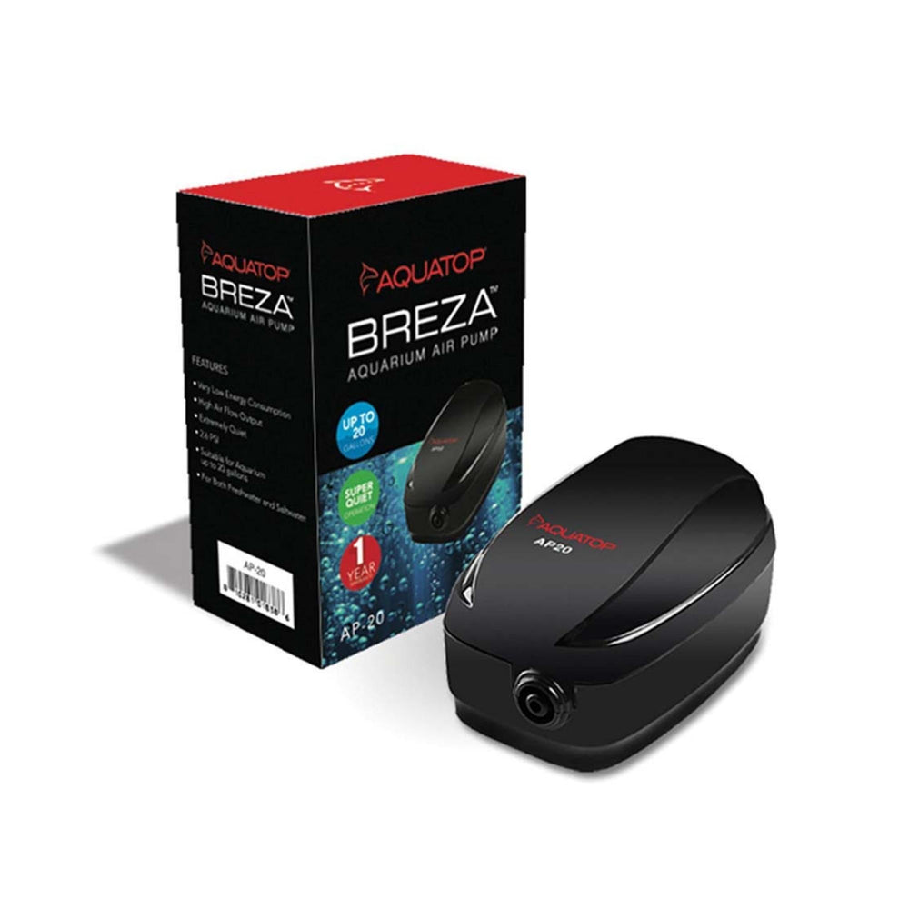 Aquatop BREZA AP-20 Aquarium Air Pump Up to 20gal Black 1ea for your Pet Fish.