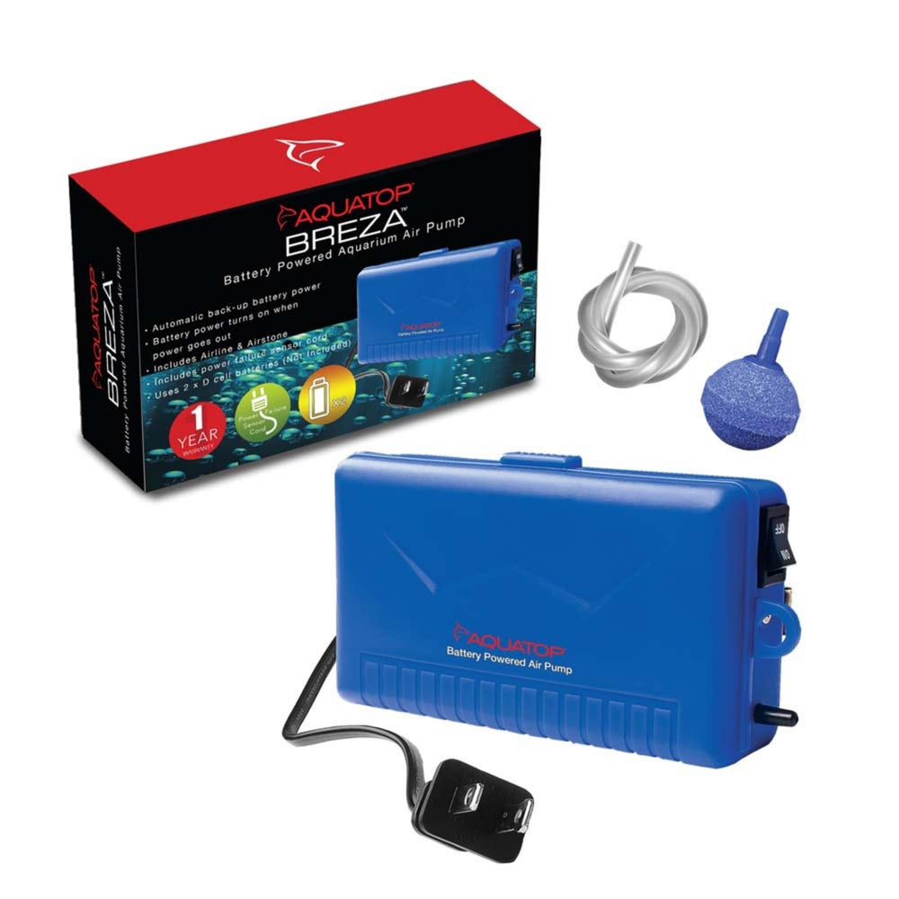 Aquatop BREZA Battery Powered Aquarium Air Pump with AC Power Failure Sensor Blue 1ea for your Pet Fish.