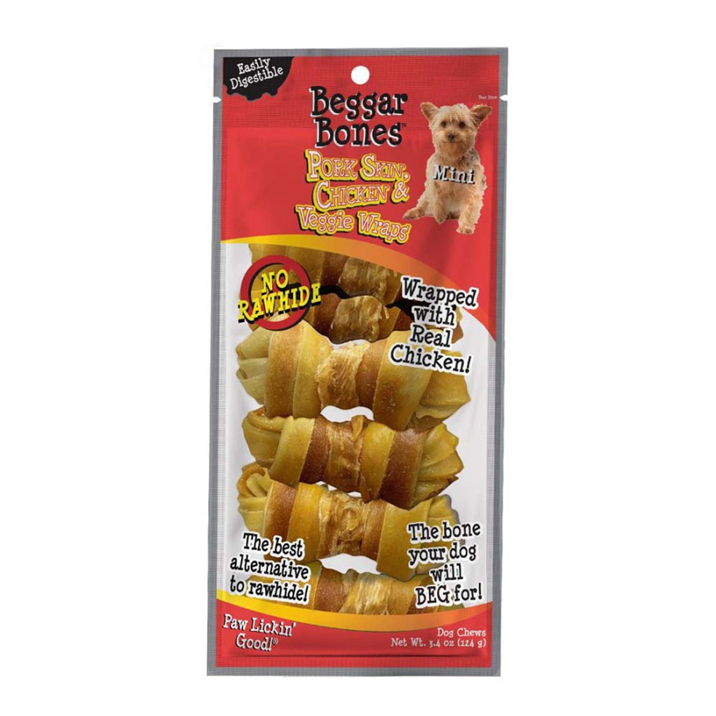 Savory Prime Beggar Bones Pork Skin, Chicken & Veggie Wraps Dog Treats 1ea/SM, 7 pk for your Pet Dog with Pet Store X!