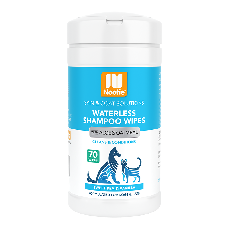 Nootie Waterless Grooming Wipes Sweet Pea and Vanilla 70 Count for your Pet Dog with Pet Store X.