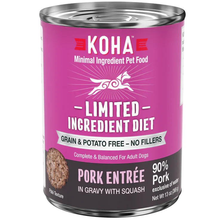 Koha Dog Limited Ingredient Grain Free 90% Pork 13oz (Case of 12) for your Pet Dog with Pet Store X!