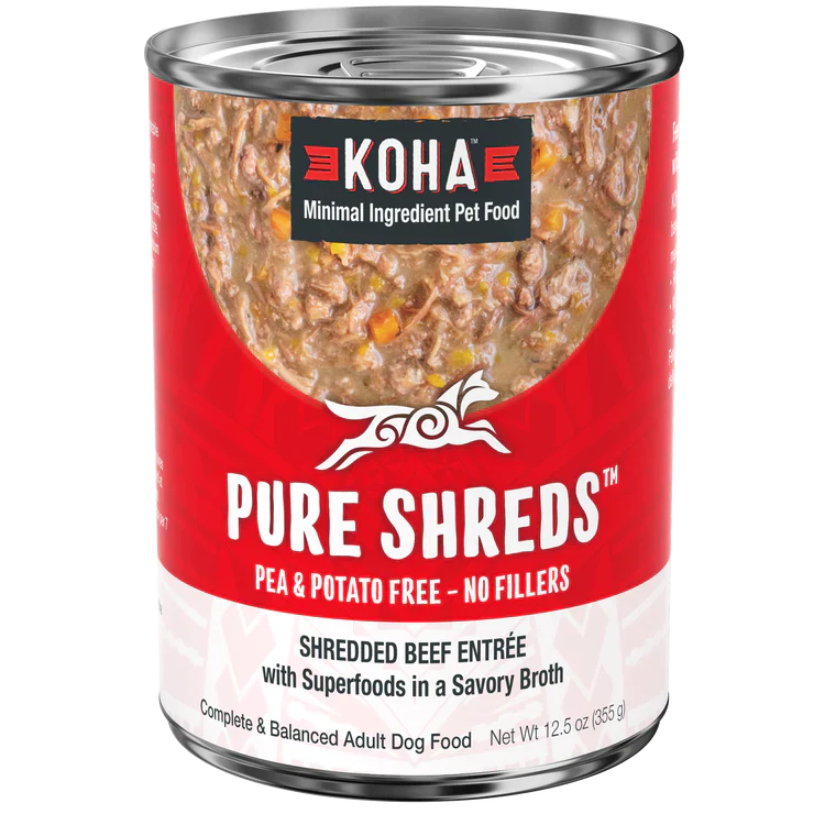 Koha Dog Grain Free Shredded Beef 12.5oz. (Case of 12)