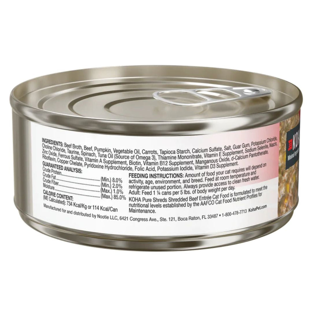 Koha Cat Grain Free Shredded Beef 2.8oz. (Case of 24)