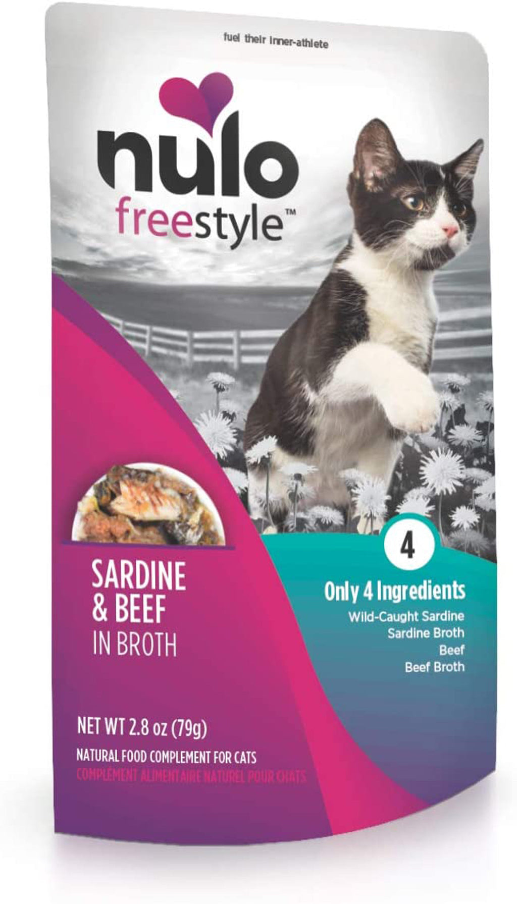 Nulo Freestyle Cat Food Topper Sardine & Beef in Broth 24ea/28 oz, 24 pk for your Pet Cat with Pet Store X!