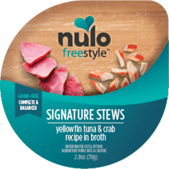 Nulo Freestyle Signature Stews Grain-Free Wet Cat Food Yellowfin Tuna & Crab 24ea/28 oz for your Pet Cat with Pet Store X!