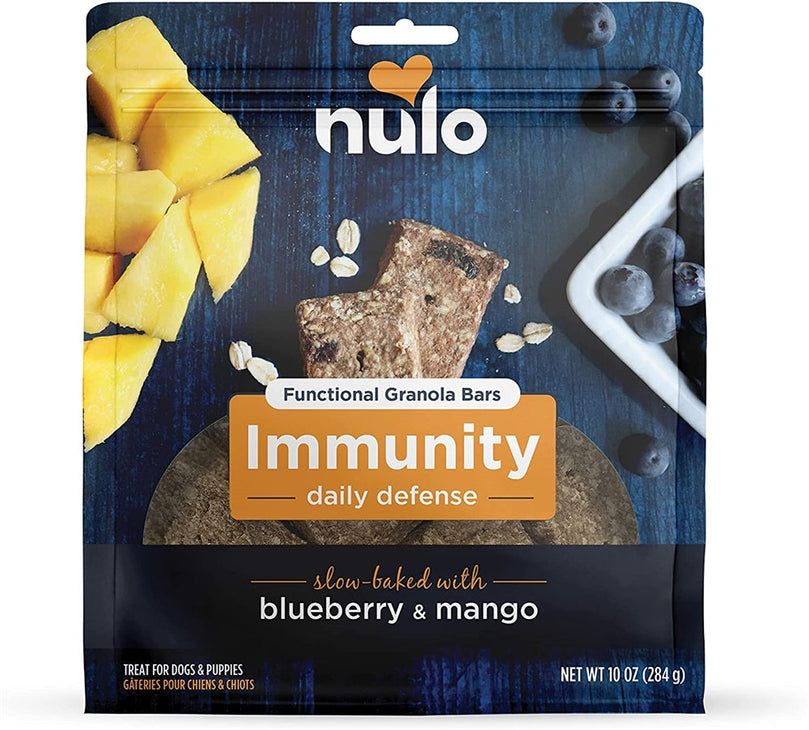 Nulo Functional Granola Bar Immunity Daily Defense Dog Treats Blueberry & Mango 1ea/10 oz for your Pet Dog with Pet Store X!