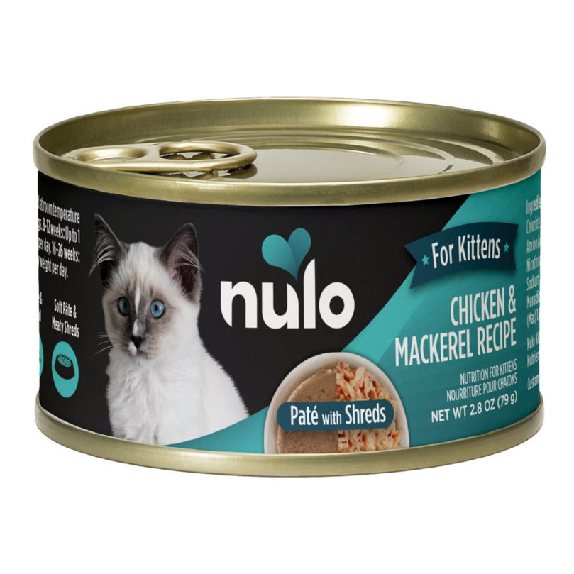 Nulo Pate w/Shreds Kitten Food Chicken & Mackerel 28oz (Case of 12) for your Pet Cat with Pet Store X!