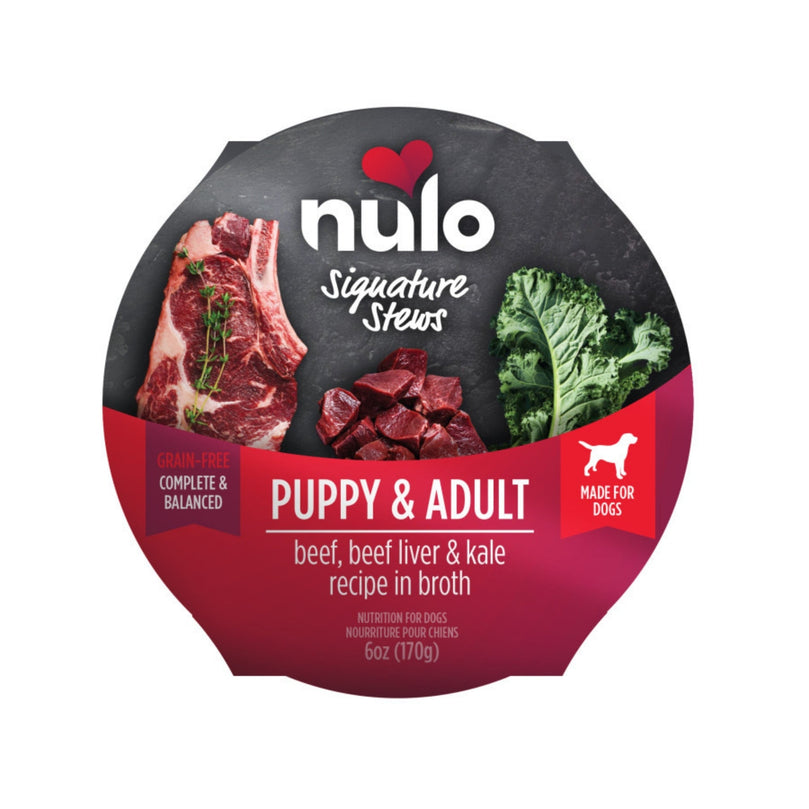 Nulo Signature Stew Puppy & Adult Dog Food Beef, Beef Liver & Kale 6oz (Case of 16) for your Pet Dog with Pet Store X!