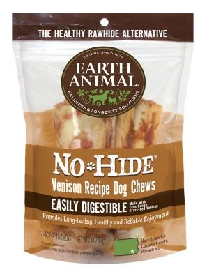 Earth Animal No Hide Venison Chews Dog Treats, 4 Inch, 2 Pack for your Pet Dog with Pet Store X!