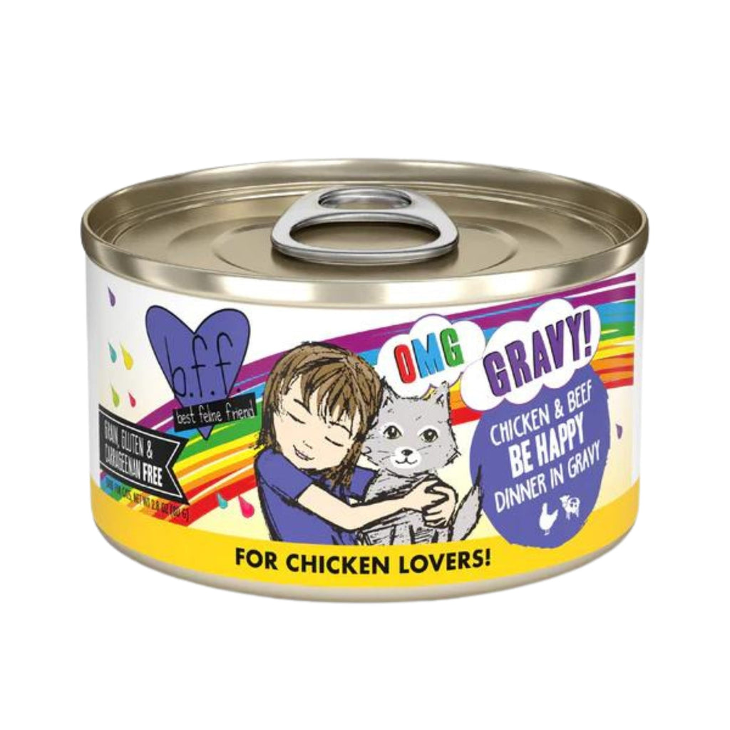 BFF Cat Omg Chicken and Beef Be Happy Dinner in Gravy 2.8oz. (Case of 12)