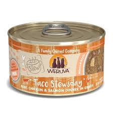 Weruva Cat Stew! Taco Stewsday Beef; Chicken and Salmon 28oz (Case of 12) for your Pet Cat with Pet Store X!